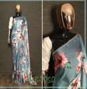 Party Wear Printed Satin Saree Pearl Lace thumb 4