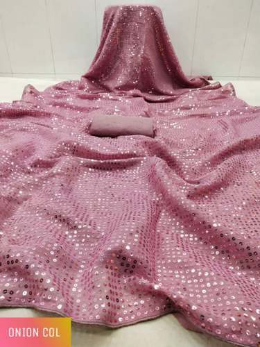 SUMSHY Georgette Sequence Work Saree