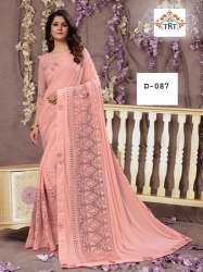 Embroidered Designer Light Colors Saree 