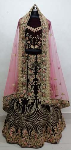 Heavy Dulhan Velvet Lehenga  by T Rose Trendzz