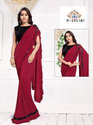 Party Wear Ruffle Border Ready to Wear Saree