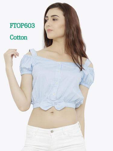 Fancy Neck Crop Top  by Fashion Factory International