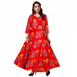 Rayon Printed Maxi Kurti for Women