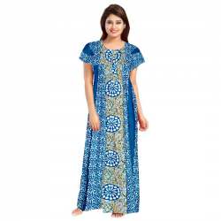 Women Cotton Printed Long Night