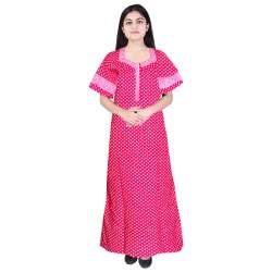 Women's Cotton Maxi Nighty Night Gown, Free Size
