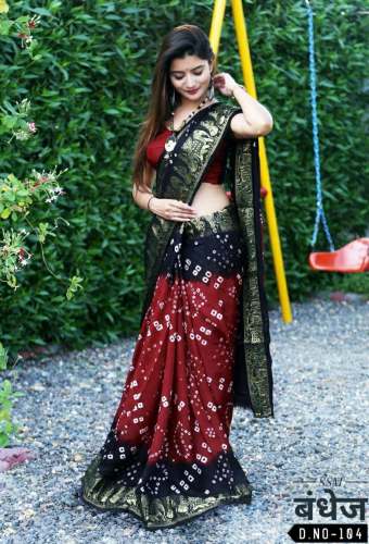  Art Silk Bandhani Saree by royalry