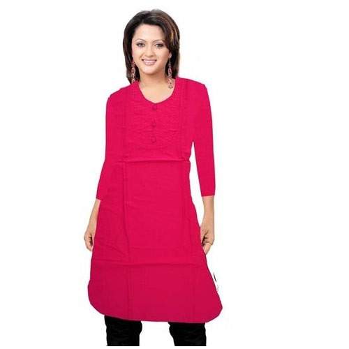 Plain Pink Office Wear Kurti by She girl cash n carry