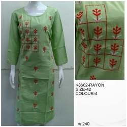 Rayon Straight Embroidered Kurti