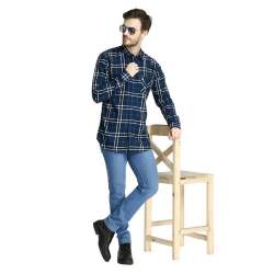 Blue Cotton Checks Shirt