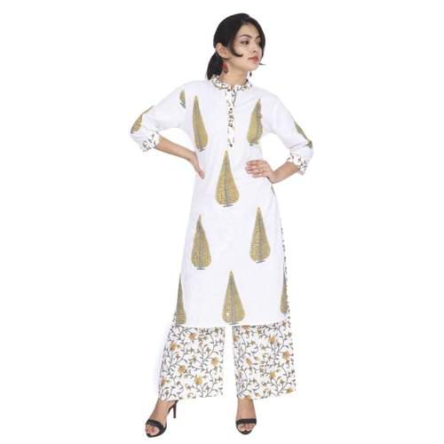 Ladies Jaipuri Cotton Kurti With Palazzo by Janki Textorium