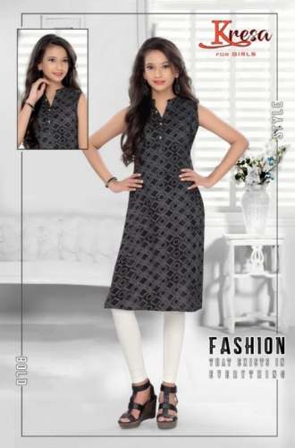 3/4 Sleeves Kids Rayon Printed Kurtis