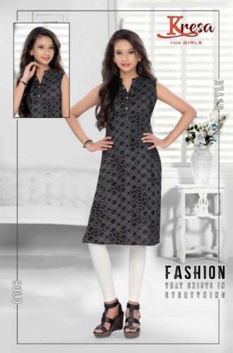 3/4 Sleeves Kids Rayon Printed Kurtis by Krishti Creation