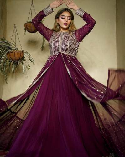 Stylish Georgette Embroidered Gown 