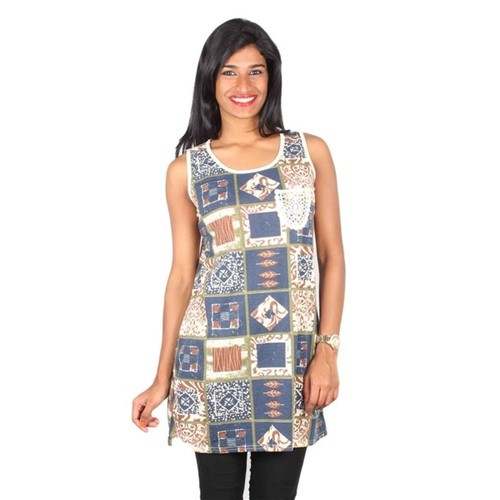 Printed Sleeveless Cotton Top by Styleu Apparels