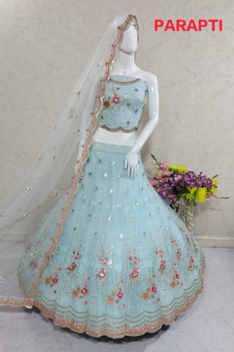 Prapti Stylish Semi Stitched Lehenga Choli by Go Mata Textile