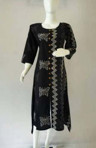 Fancy Black Bagru Print Kurti  by Trendy N Traditional Creations