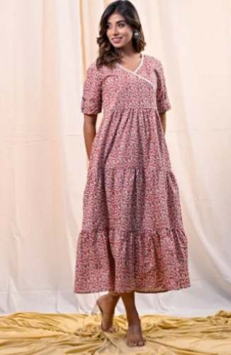 Half Sleeve V neck Flared Kurti for Ladies  by Trendy N Traditional Creations