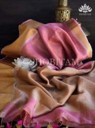 Tissue linen saree 