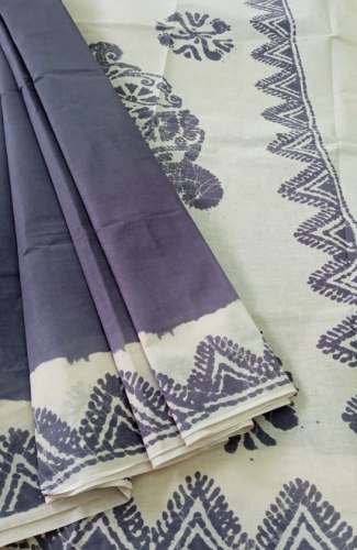 Buy Batik Cotton Printed Handblock Printed Saree  by Jothimani Textiles