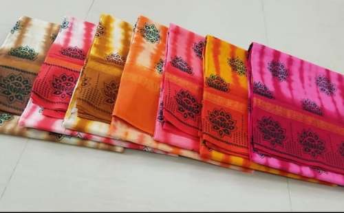 Sungudi Printed Cotton Saree For Women by Jothimani Textiles