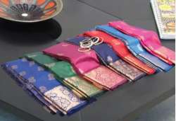 Multi color Full Blended Printed Bridal Wear silk saree