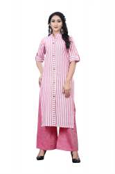 Antique Designer Stripped Printed Kurti-Plazzo Set