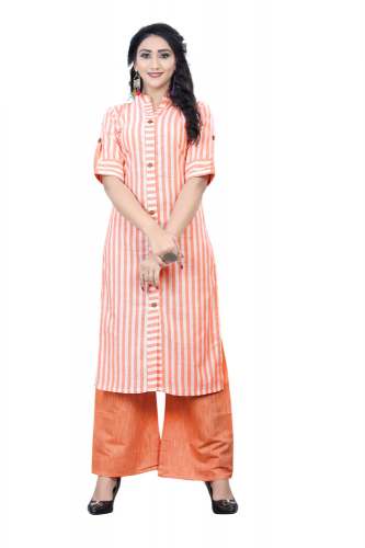 Designer Stripped Printed kurti-Plazzo Set 