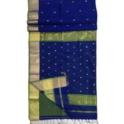 Royal Blue Color Maheshwari Silk Saree