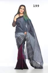 Cotton Grey Printed Saree