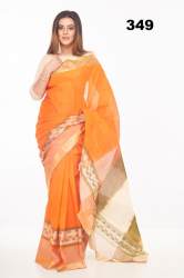 Exclusive Orange Cotton Handloom Saree