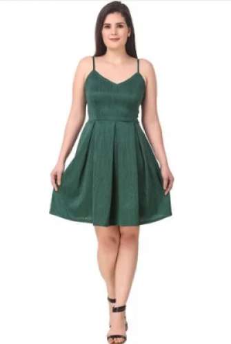 Green Pleated Spaghetti Dress