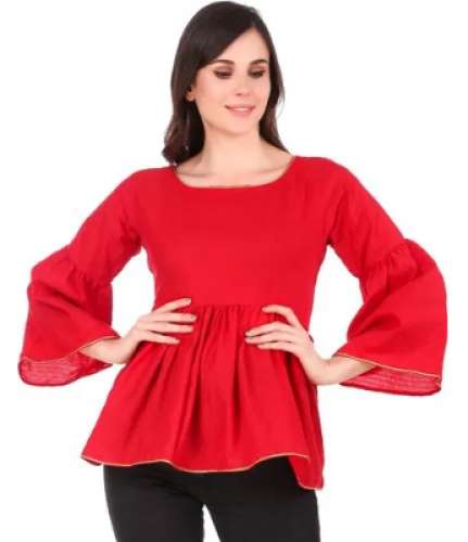 Red Bell Sleeve Peplum Top