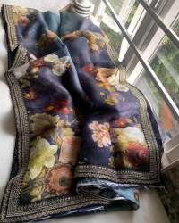 Digital Printed Organza Hand work Saree