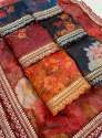 Digital Printed Organza Hand work Saree thumb 1