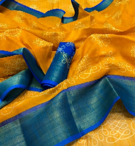 pure pochampally ikkat soft cotton zari saree by Happy Pack