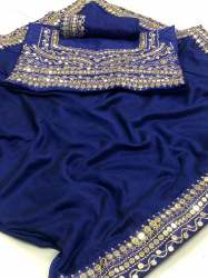 Trendy Mirror work Vichitra Silk saree