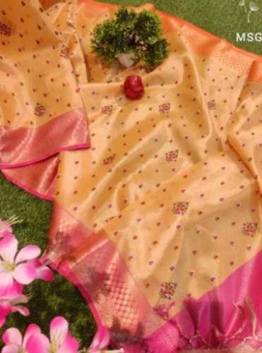 Fancy New Collection Tissue Tussar Silk Saree For Women by Manglam Sarees