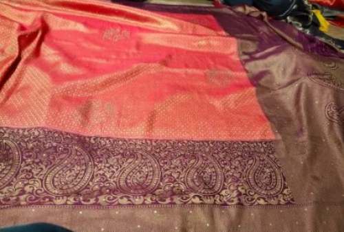 Party Wear Silk Saree With Stone Work