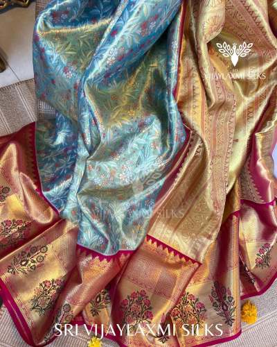 Stylish Tissue Kanchipuram Silk Saree by Sri Vijaylaxmi Silks