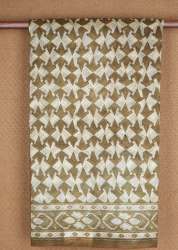 Allover Printed Green Raw Silk Saree