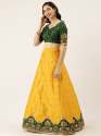 Mustard Yellow Satin Silk Embroidered Lehenga thumb 3