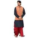 Kurta Dhoti With Jacquard Jacket thumb 3