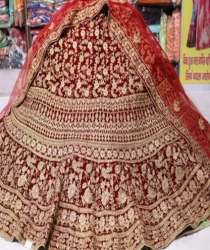 Embroidery Velvet Red Lehenga Choli