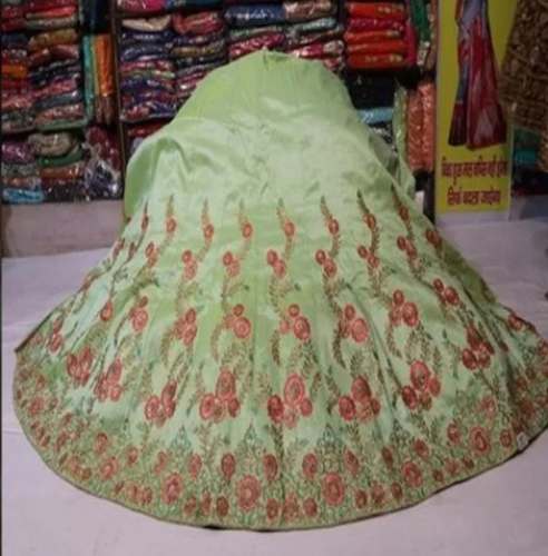 Trendy Silk Green Embroidery Lehenga by Premi Saree Center