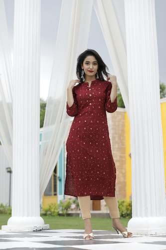 Casual Rayon gold Print Kurti by Jaipur Trendz