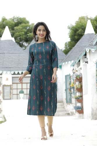 Ladies Rayon Printed Kurti by Jaipuri Trendz