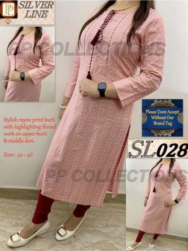 Rayon Printed Kurti for Ladies