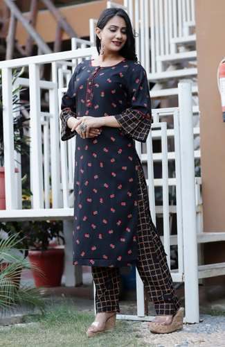 Straight Rayon Kurti Pant set by Jaipur Trendz