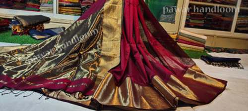 Pure Maheshwari Border Saree by Pawar Handloom