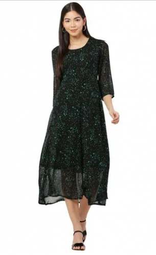 Black Georgette Western Dress